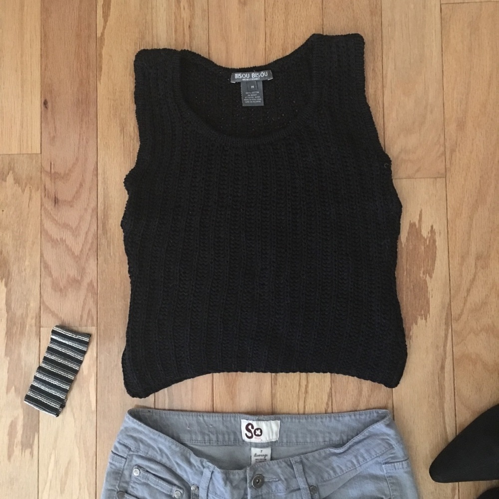 NWOT - BISOU BISOU Black Knit Top